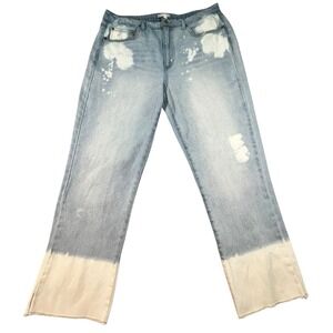 GB Cropped Bleached Straight Jeans Size 11 Stretch 5-Pocket Raw Hem Y2K Faded